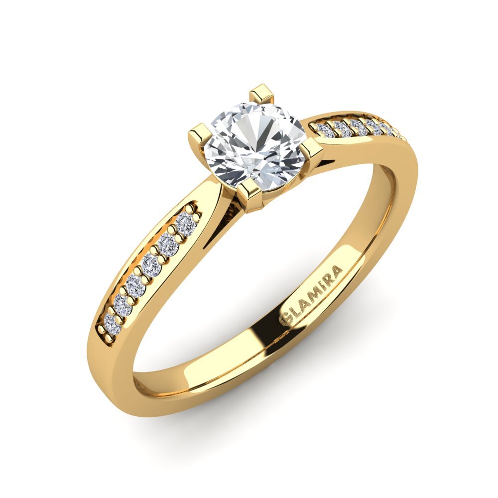 18k Oro Amarillo Circón Blanco Anillo de compromiso Alina