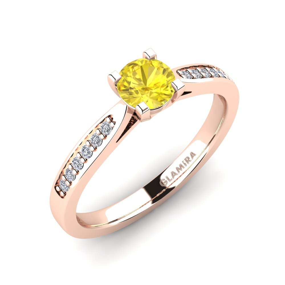 14ct Rose Gold Yellow Sapphire Engagement Ring Alina