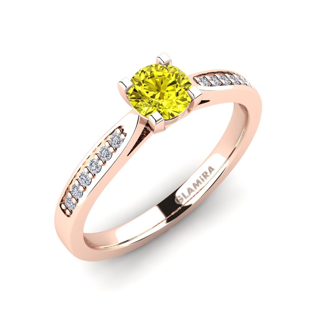 14ct Rose Gold Yellow Diamond Engagement Ring Alina