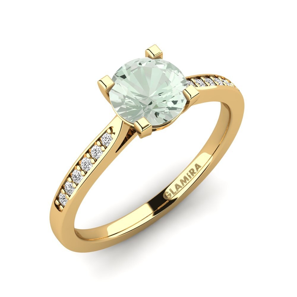 14ct Yellow Gold Green Amethyst Engagement Ring Alina 1.0 crt