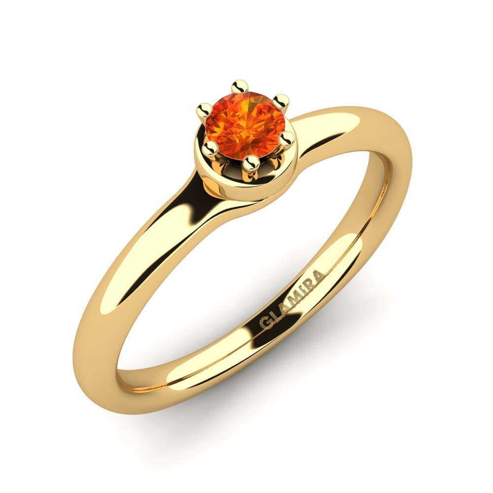 18k Oro Amarillo Zafiro Naranja Anillo de compromiso Almira 0.16 crt