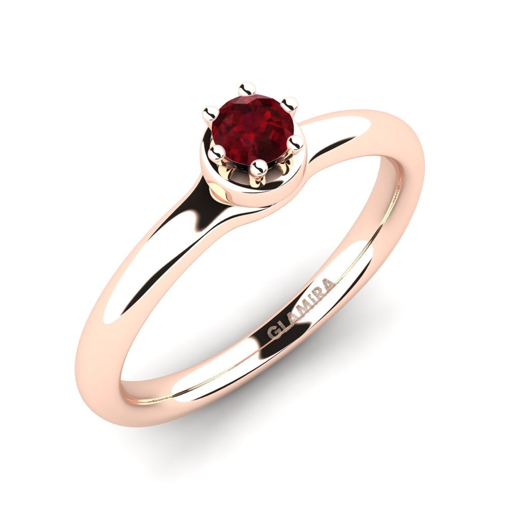 14ct Rose Gold Ruby Engagement Ring Almira 0.16 crt