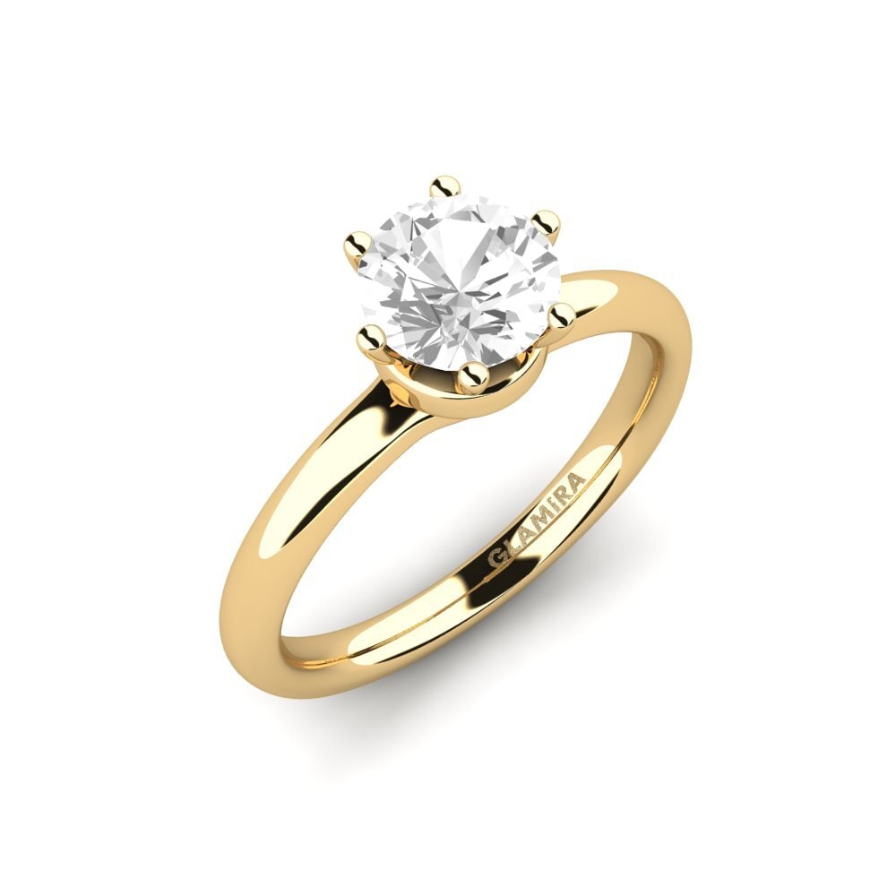 14ct Yellow Gold White sapphire Engagement Ring Almira 1.0 crt