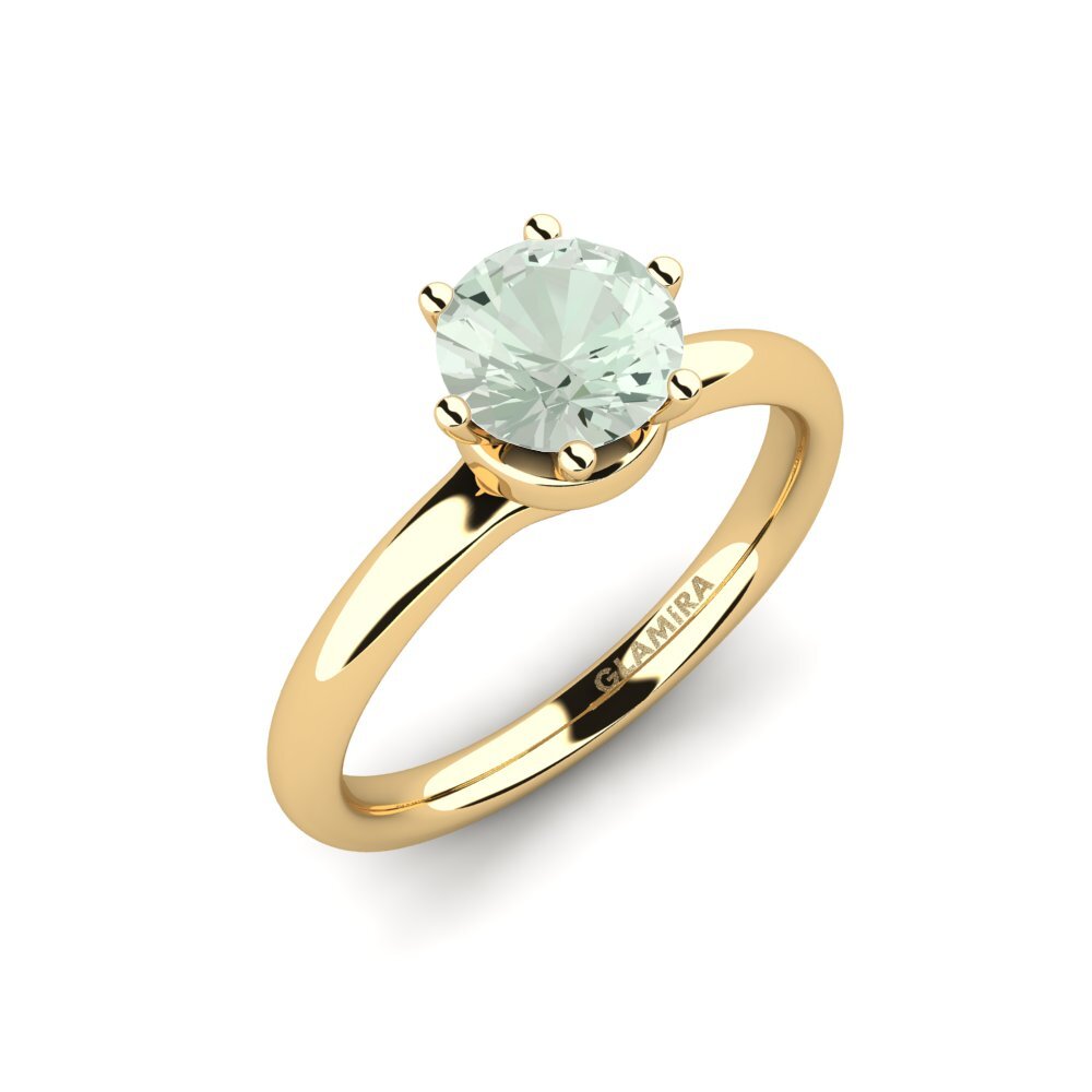 14ct Yellow Gold Green Amethyst Engagement Ring Almira 1.0 crt