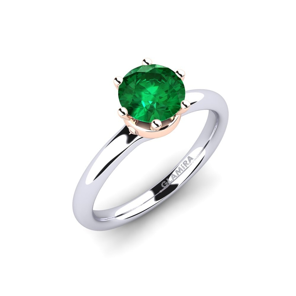 9ct White / Rose Gold Emerald (Lab Created) Engagement Ring Almira 1.0 crt