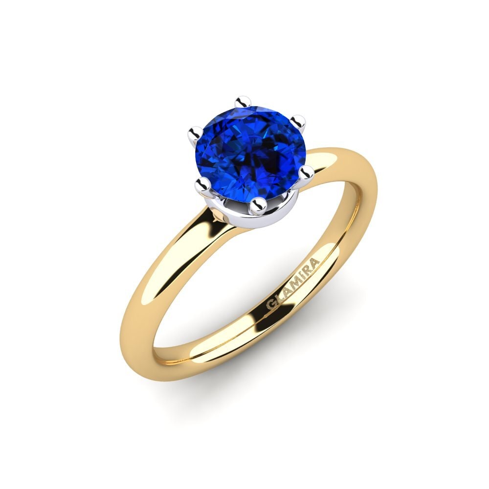 14ct Yellow / White Gold Sapphire (Lab Created) Engagement Ring Almira 1.0 crt