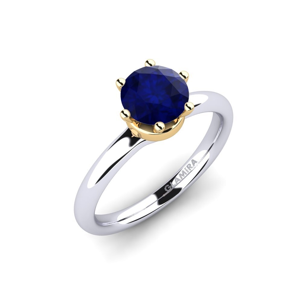 18ct White / Yellow Gold Sapphire Engagement Ring Almira 1.0 crt