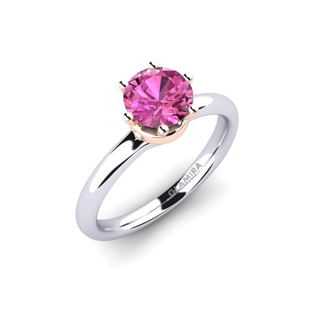 14ct White & Rose Gold Pink Topaz Engagement Ring Almira 1.0 crt