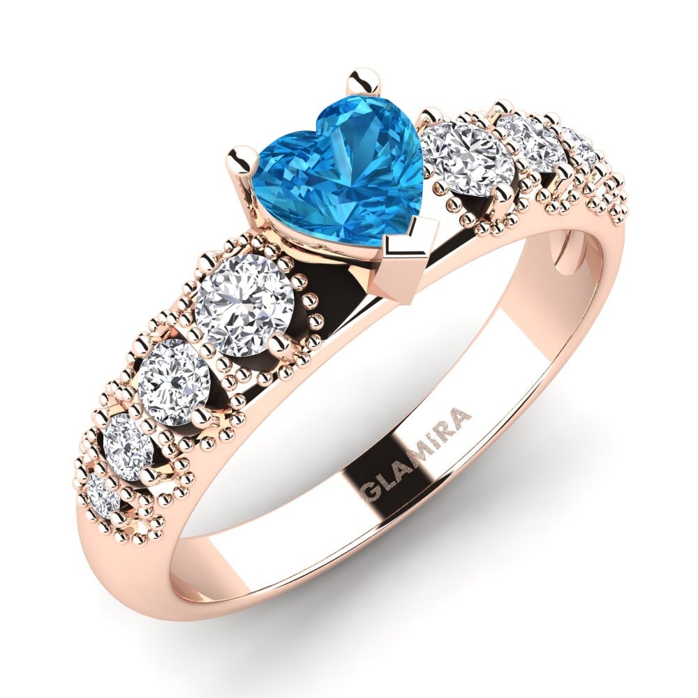 14ct Rose Gold Blue Topaz Engagement Ring Alonnisos
