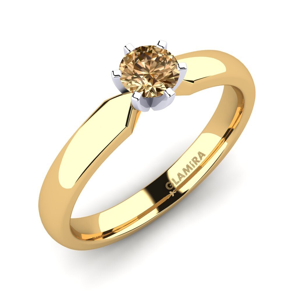 18k Oro Amarillo & Blanco Anillo de compromiso Amanda 0.35 crt