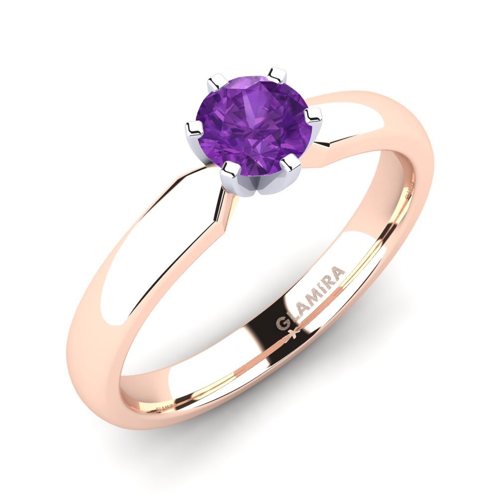 14ct Rose / White Gold Amethyst Engagement Ring Amanda 0.5crt