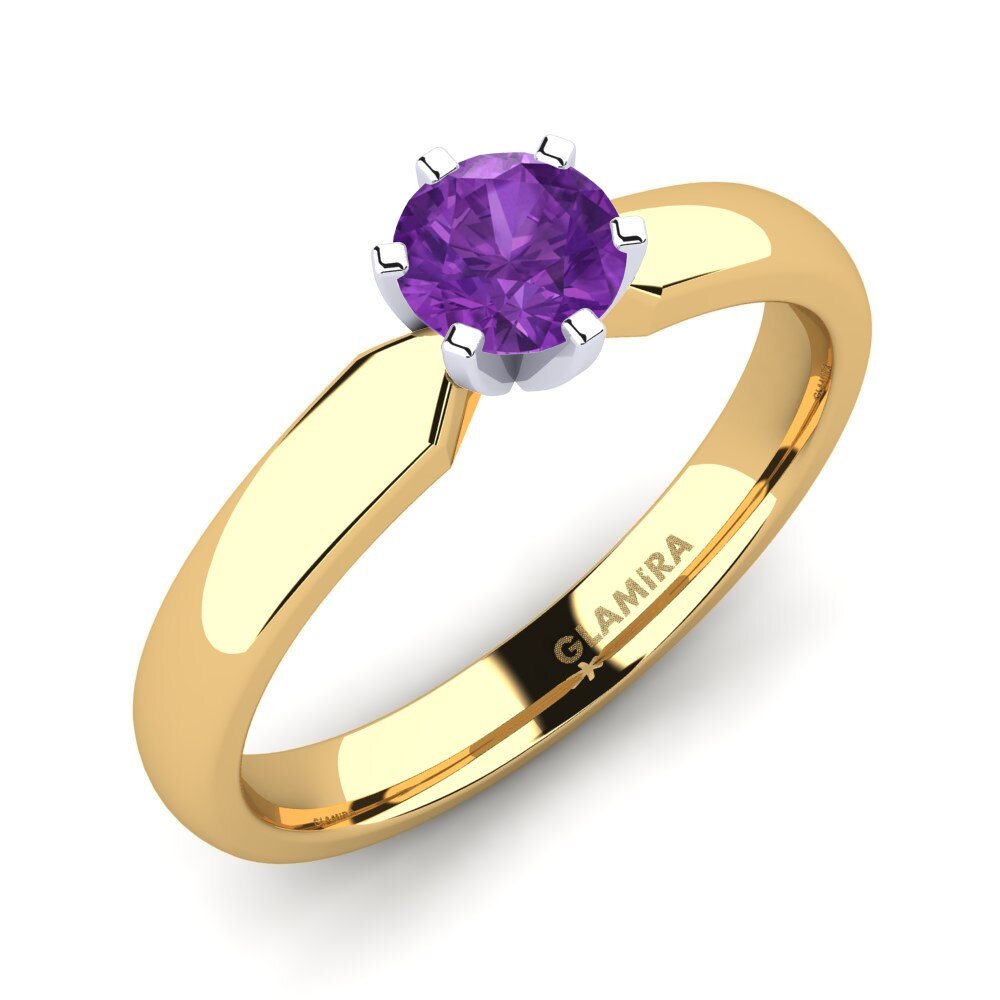 14ct Yellow / White Gold Amethyst Engagement Ring Amanda 0.5crt
