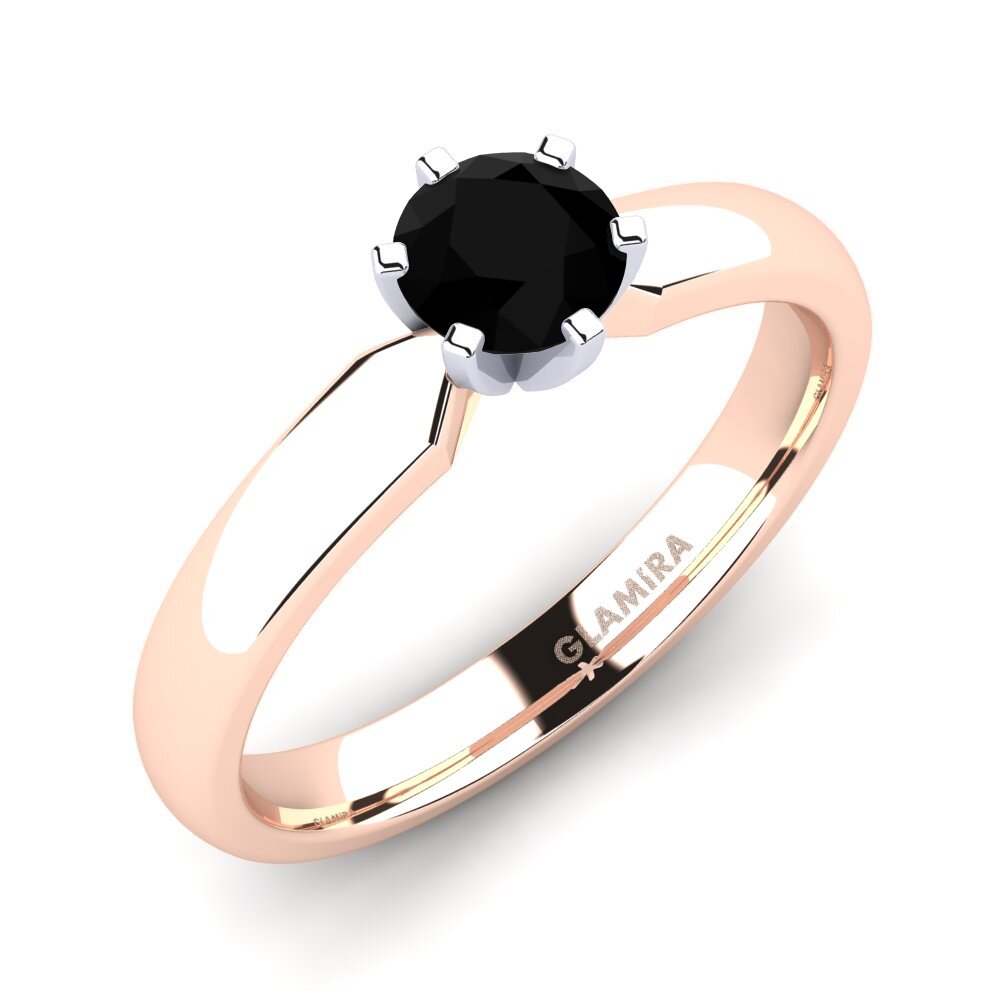 14ct Rose / White Gold Black Onyx Engagement Ring Amanda 0.5crt