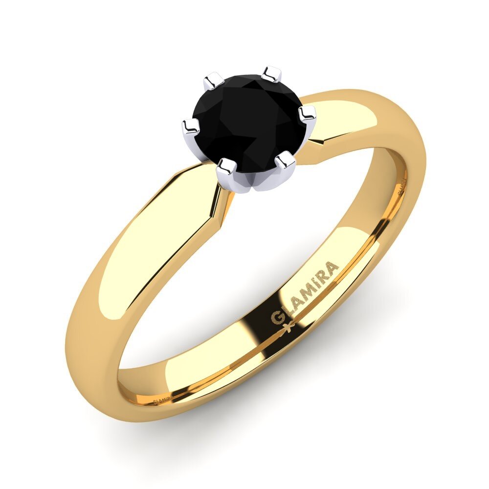 14ct Yellow / White Gold Black Sapphire Engagement Ring Amanda 0.5crt
