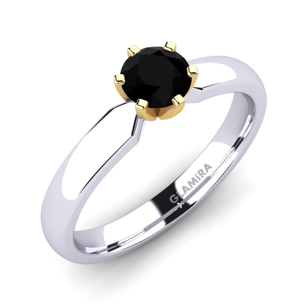 14ct White / Yellow Gold Black Diamond Engagement Ring Amanda 0.5crt