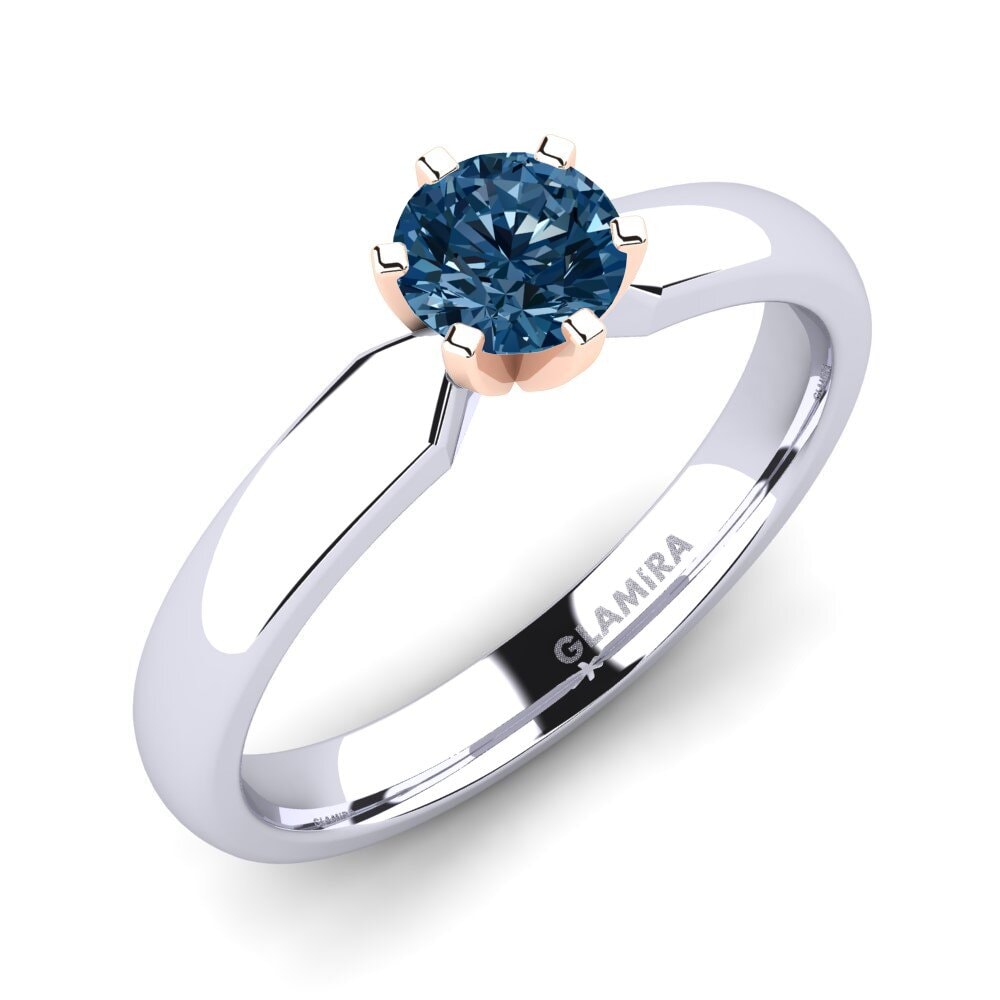 14ct White / Rose Gold Blue Diamond Engagement Ring Amanda 0.5crt