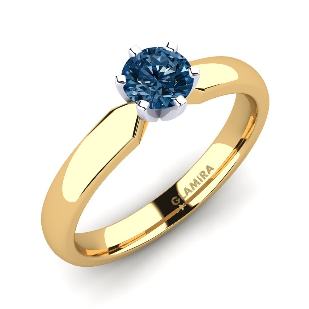 14ct Yellow / White Gold Blue Diamond Engagement Ring Amanda 0.5crt