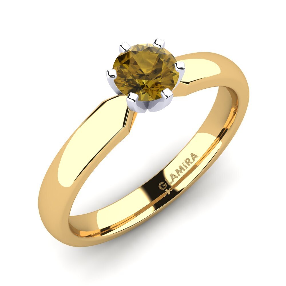 14ct Yellow / White Gold Brown Zircon Engagement Ring Amanda 0.5crt