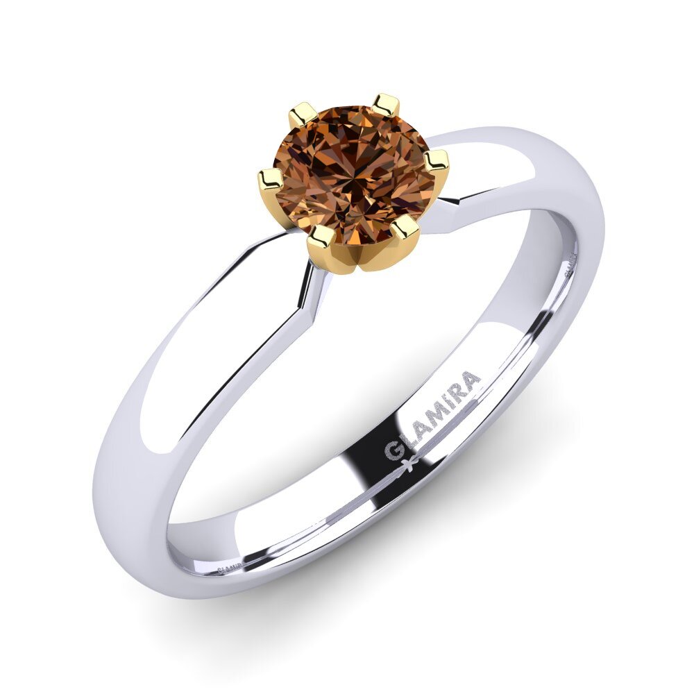 14ct White / Yellow Gold Brown Diamond Engagement Ring Amanda 0.5crt
