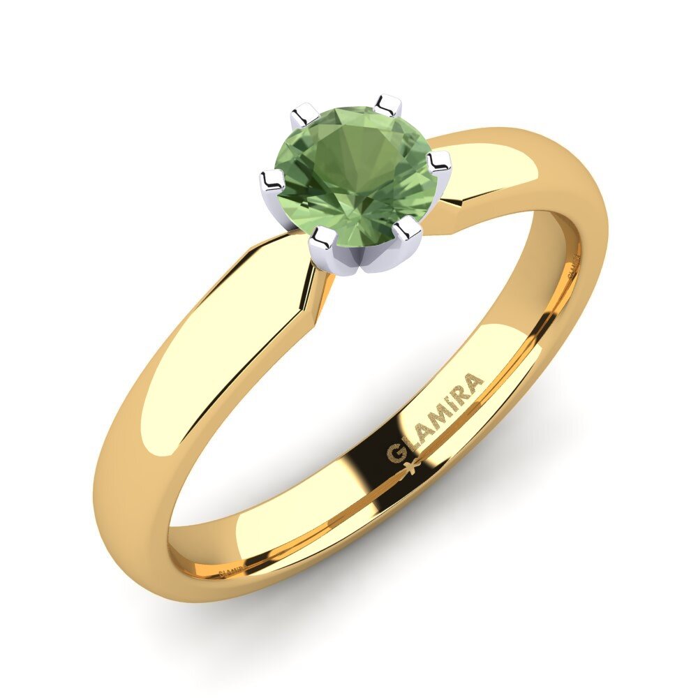 14ct Yellow / White Gold Green Sapphire Engagement Ring Amanda 0.5crt