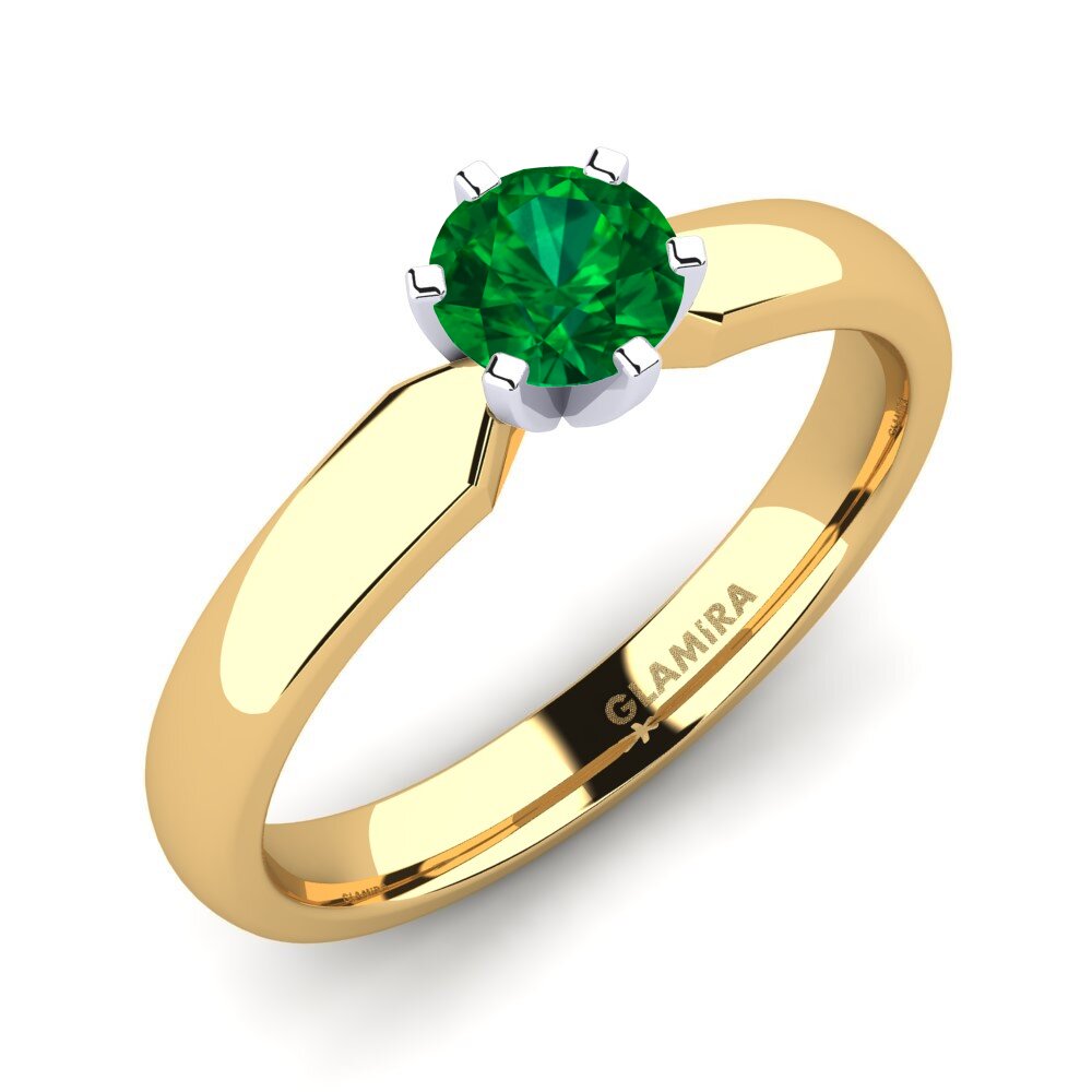 14ct Yellow / White Gold Emerald (Lab Created) Engagement Ring Amanda 0.5crt