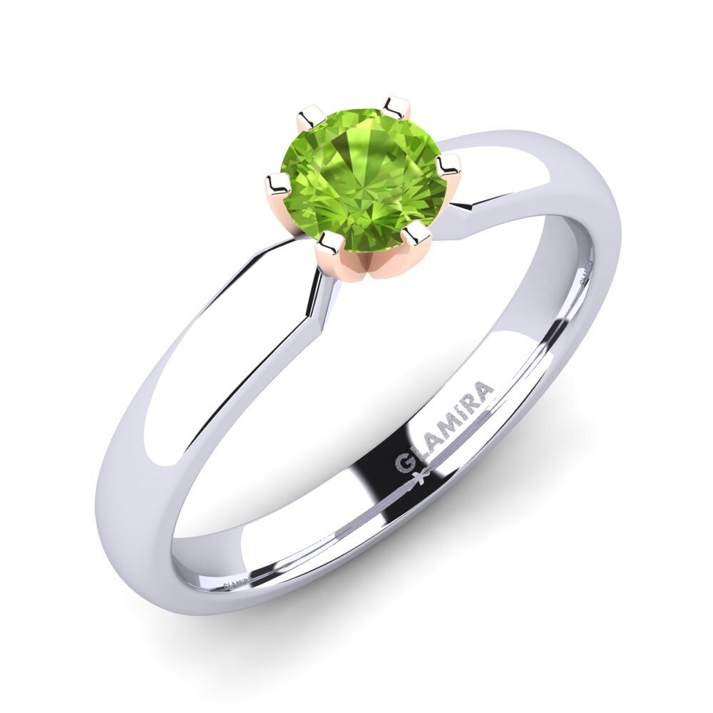 14ct White / Rose Gold Peridot Engagement Ring Amanda 0.5crt