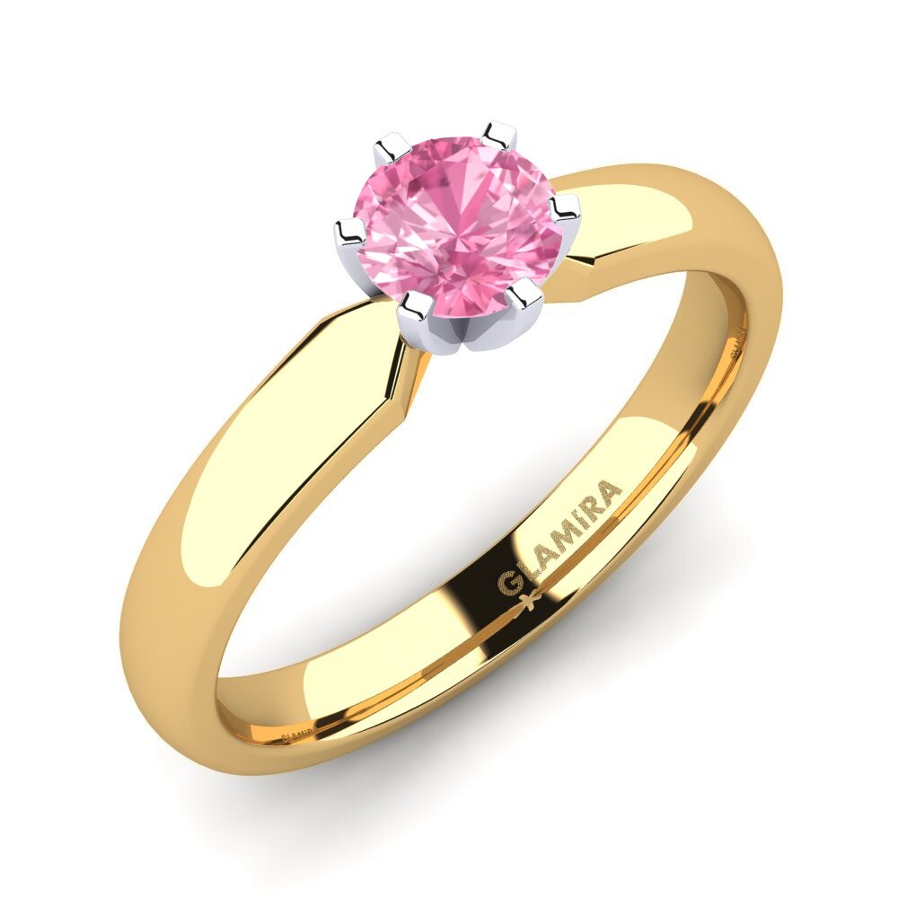 14ct Yellow / White Gold Pink Sapphire Engagement Ring Amanda 0.5crt
