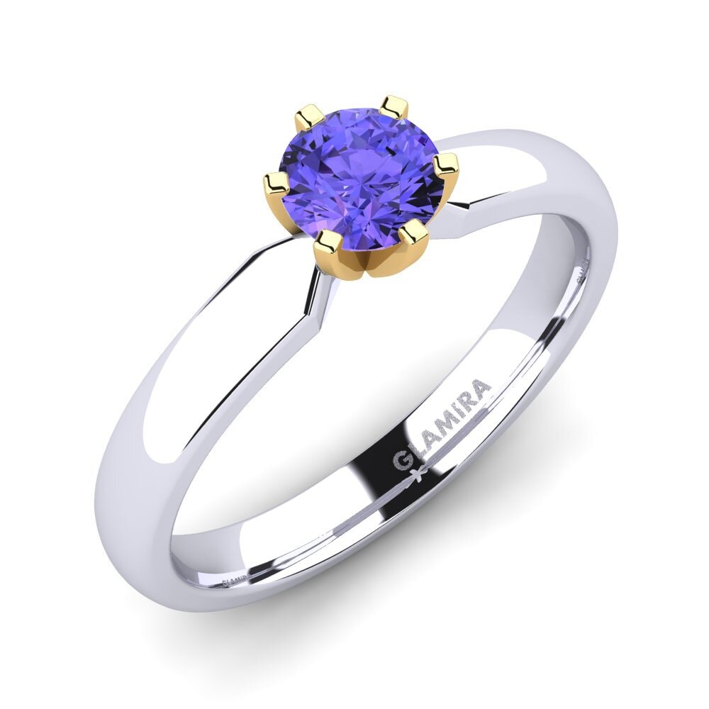 14ct White / Yellow Gold Tanzanite Engagement Ring Amanda 0.5crt