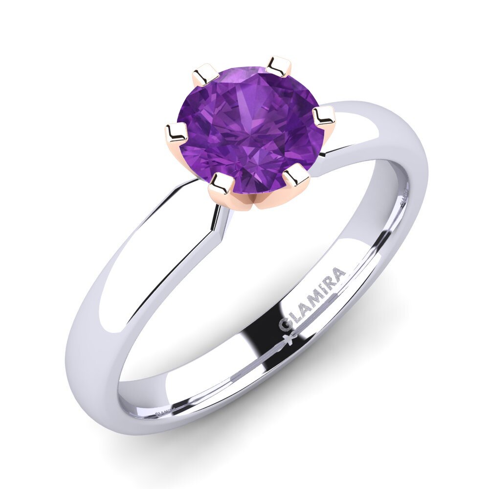 14ct White / Rose Gold Amethyst Engagement Ring Amanda 1.0crt