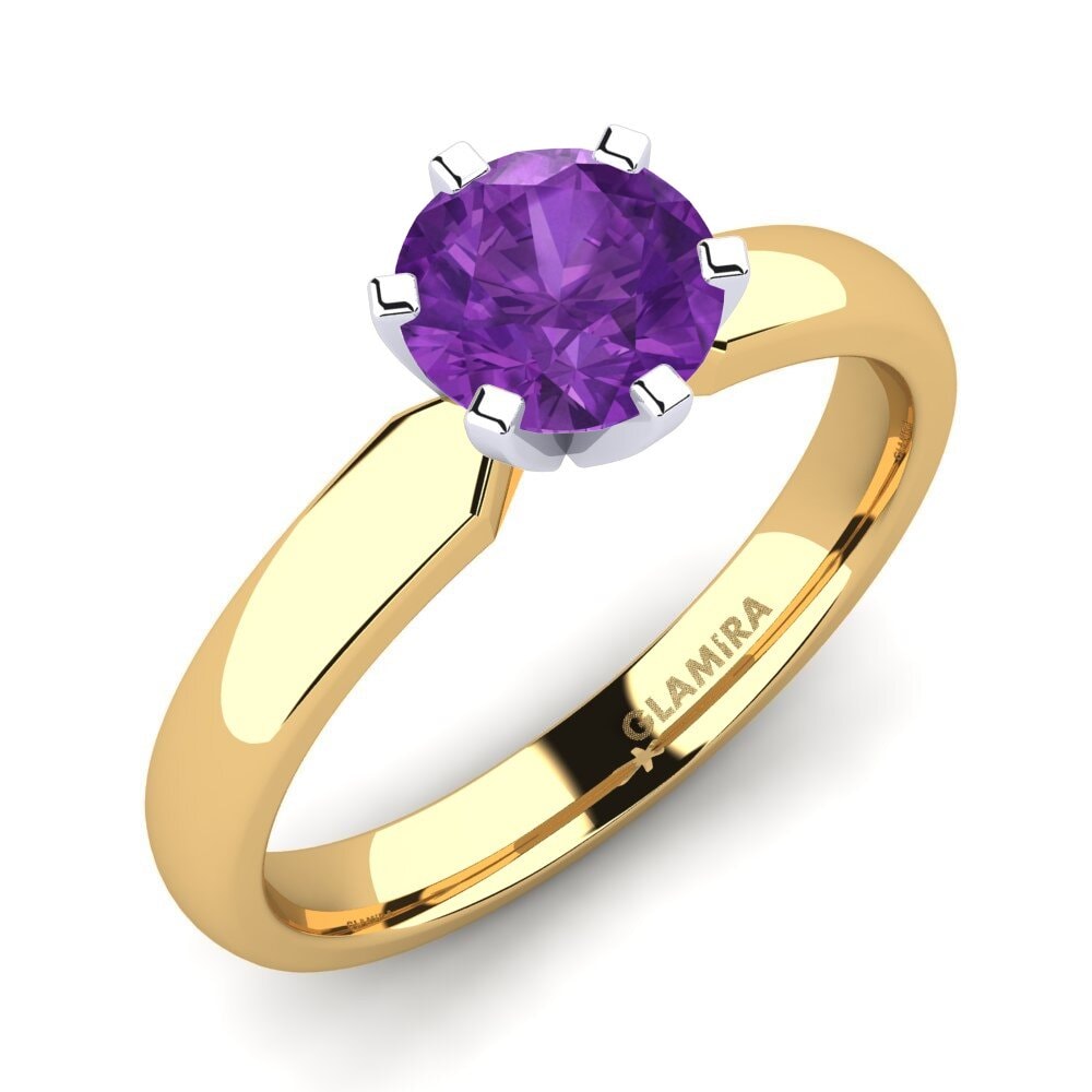 14ct Yellow / White Gold Amethyst Engagement Ring Amanda 1.0crt