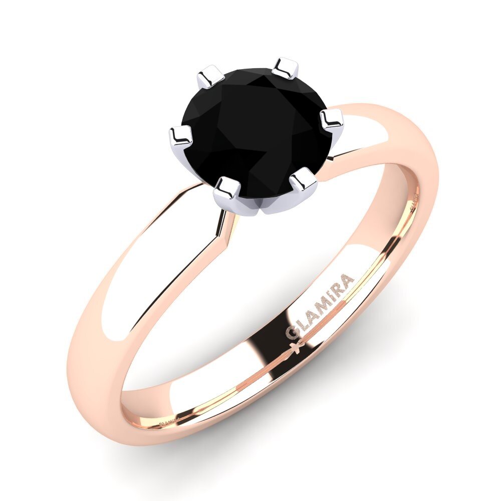 14ct Rose / White Gold Black Onyx Engagement Ring Amanda 1.0crt