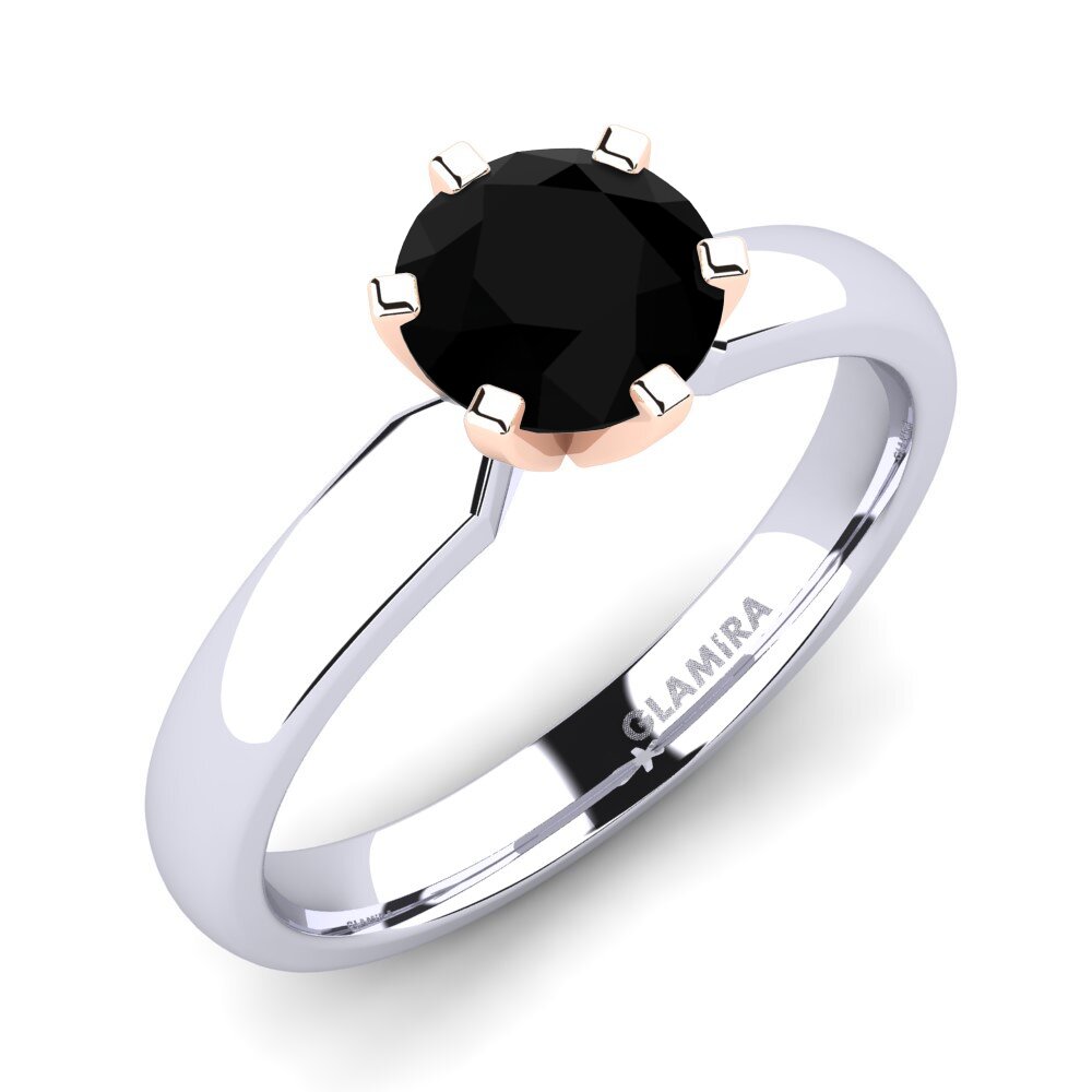14ct White / Rose Gold Black Onyx Engagement Ring Amanda 1.0crt
