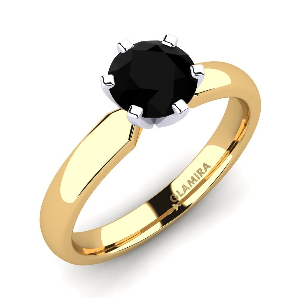 14ct Yellow / White Gold Black Sapphire Engagement Ring Amanda 1.0crt