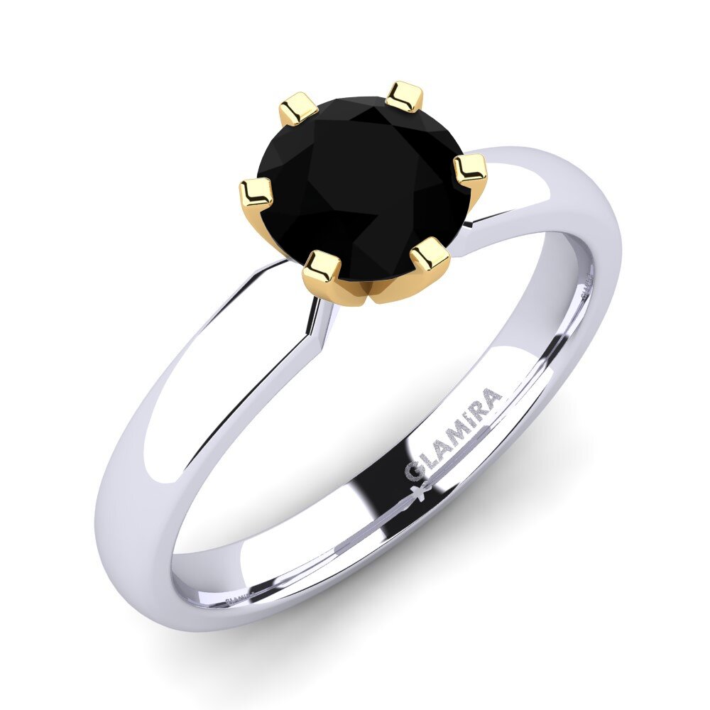 14ct White / Yellow Gold Black Diamond Engagement Ring Amanda 1.0crt