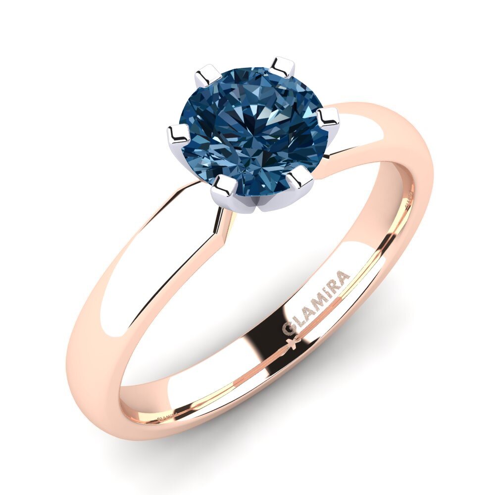 14ct Rose / White Gold Blue Diamond Engagement Ring Amanda 1.0crt