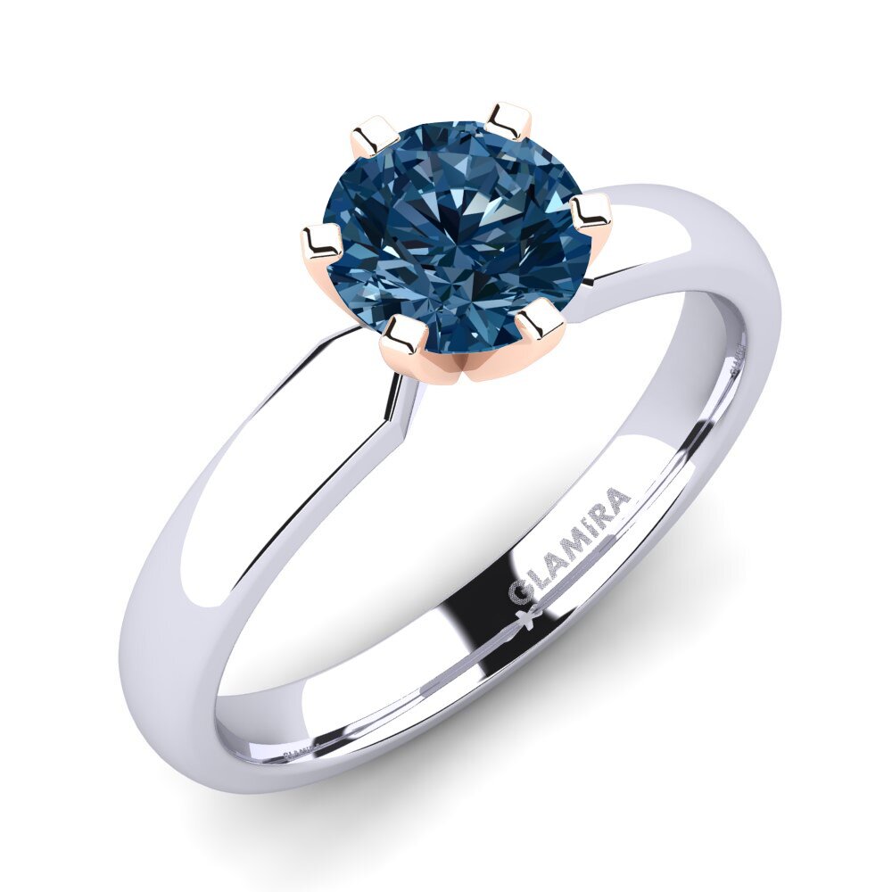 14ct White / Rose Gold Blue Diamond Engagement Ring Amanda 1.0crt