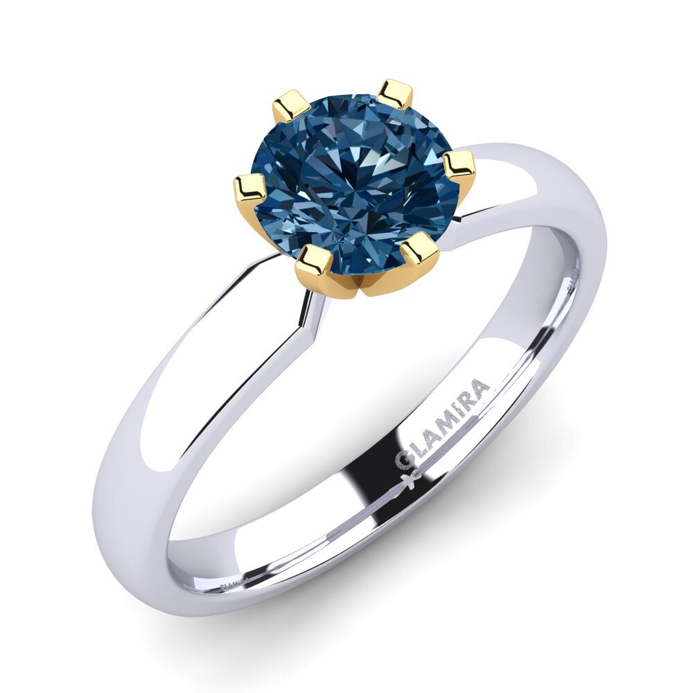 14ct White / Yellow Gold Blue Diamond Engagement Ring Amanda 1.0crt
