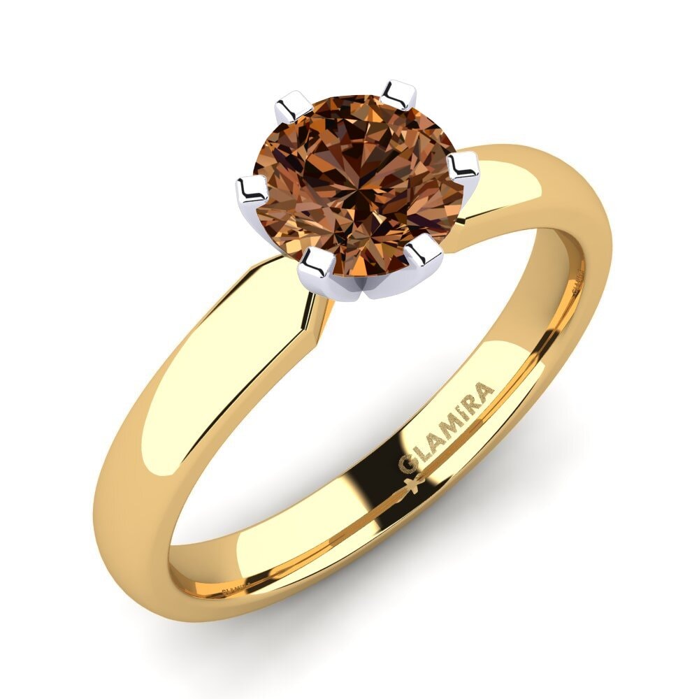 14ct Yellow / White Gold Brown Diamond Engagement Ring Amanda 1.0crt