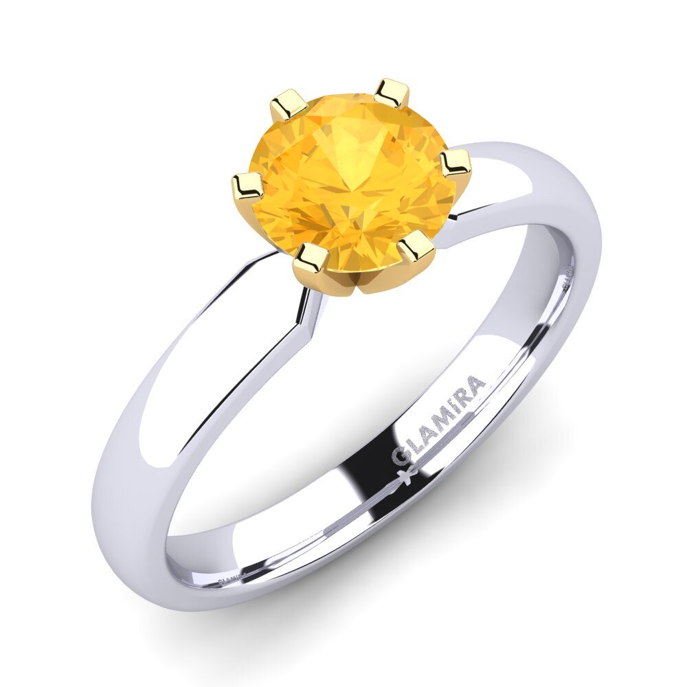 14ct White / Yellow Gold Citrine Engagement Ring Amanda 1.0crt