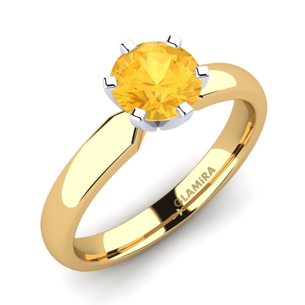 14ct Yellow / White Gold Citrine Engagement Ring Amanda 1.0crt