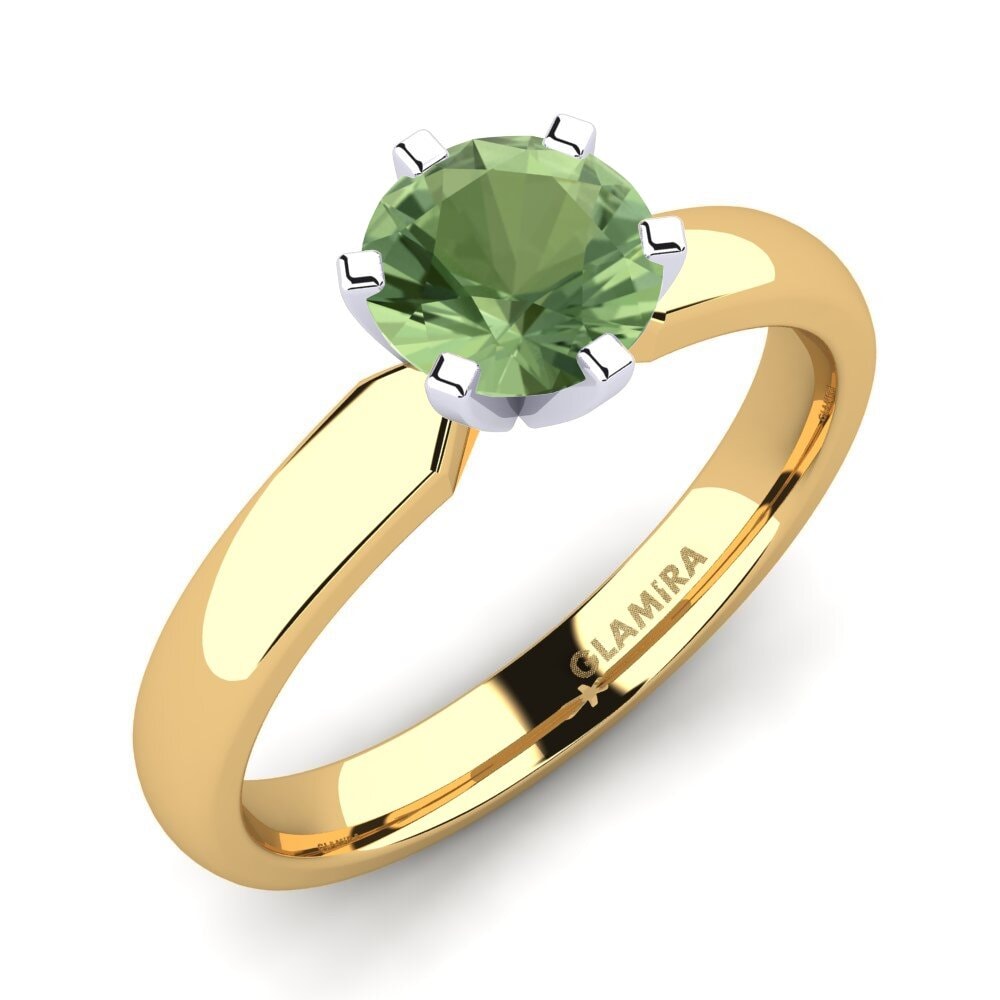 14ct Yellow / White Gold Green Sapphire Engagement Ring Amanda 1.0crt