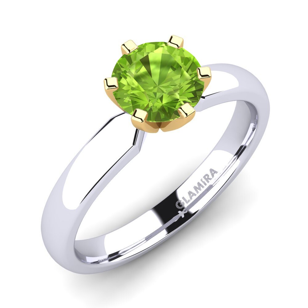 14ct White / Yellow Gold Peridot Engagement Ring Amanda 1.0crt