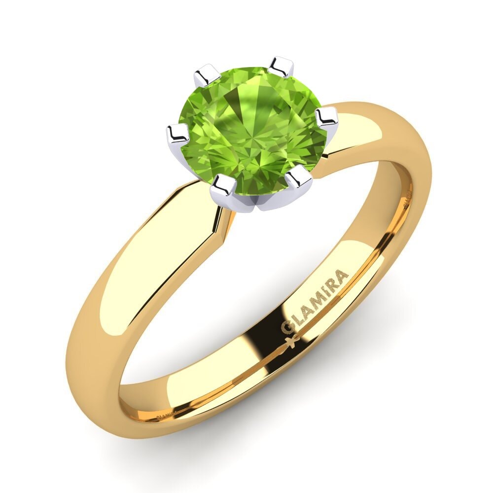 14ct Yellow / White Gold Peridot Engagement Ring Amanda 1.0crt
