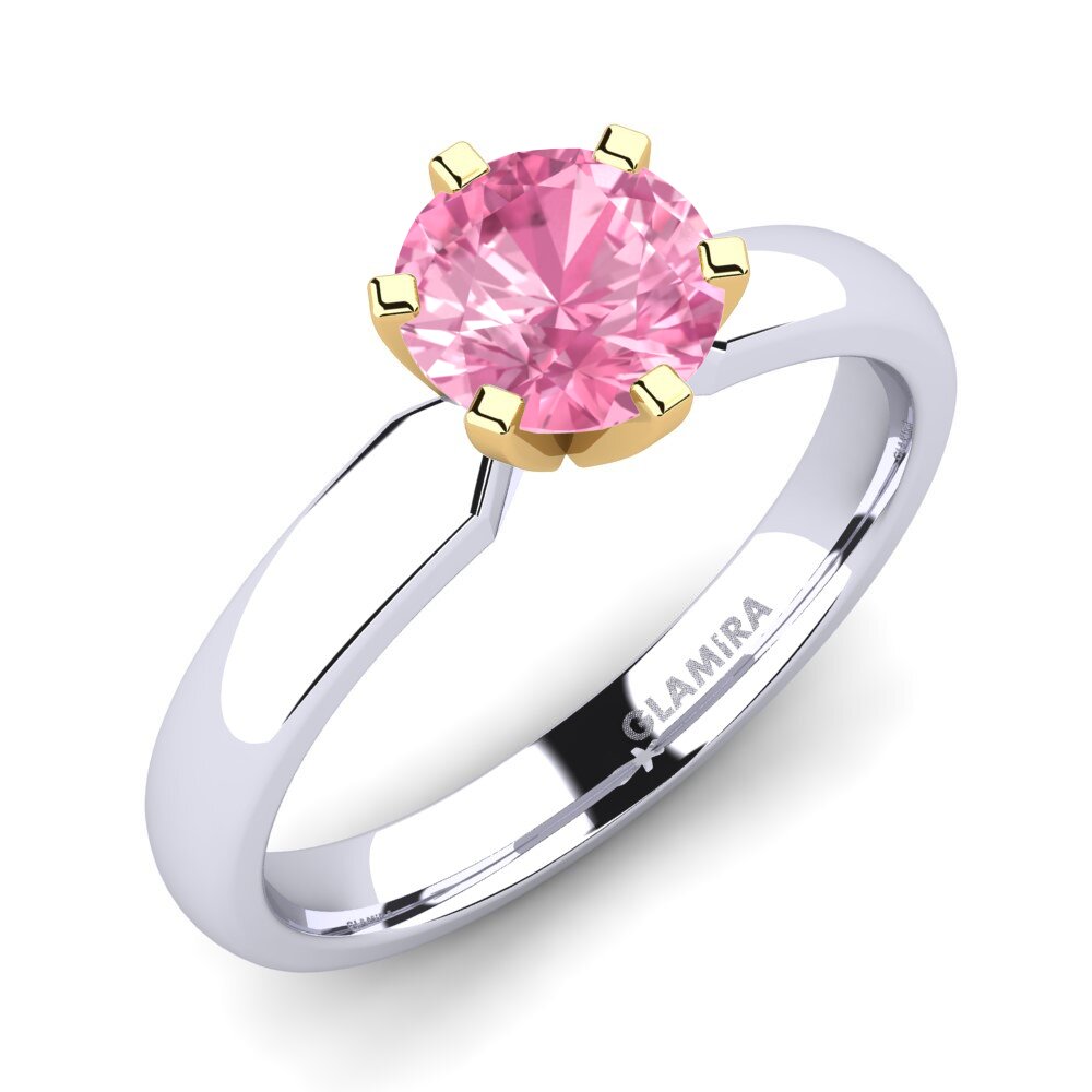 14ct White / Yellow Gold Pink Sapphire Engagement Ring Amanda 1.0crt