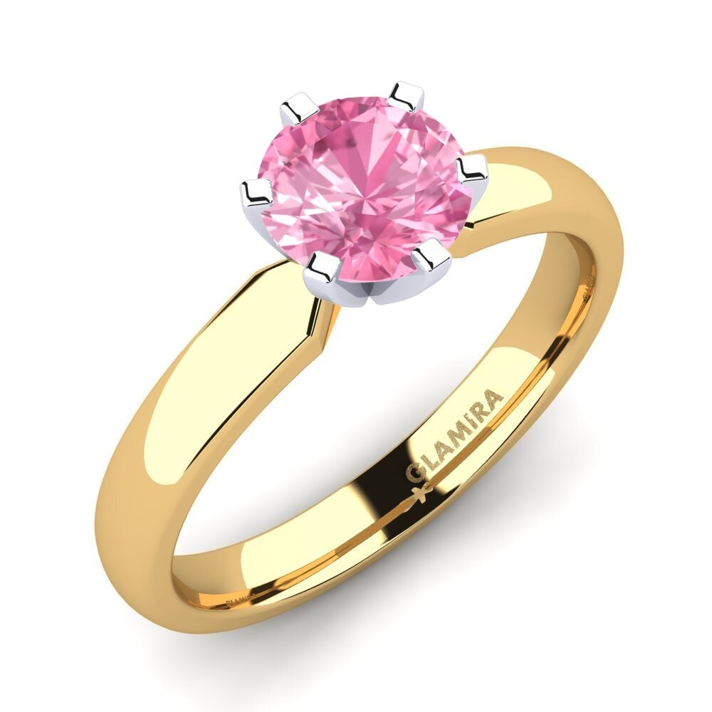 14ct Yellow / White Gold Pink Sapphire Engagement Ring Amanda 1.0crt