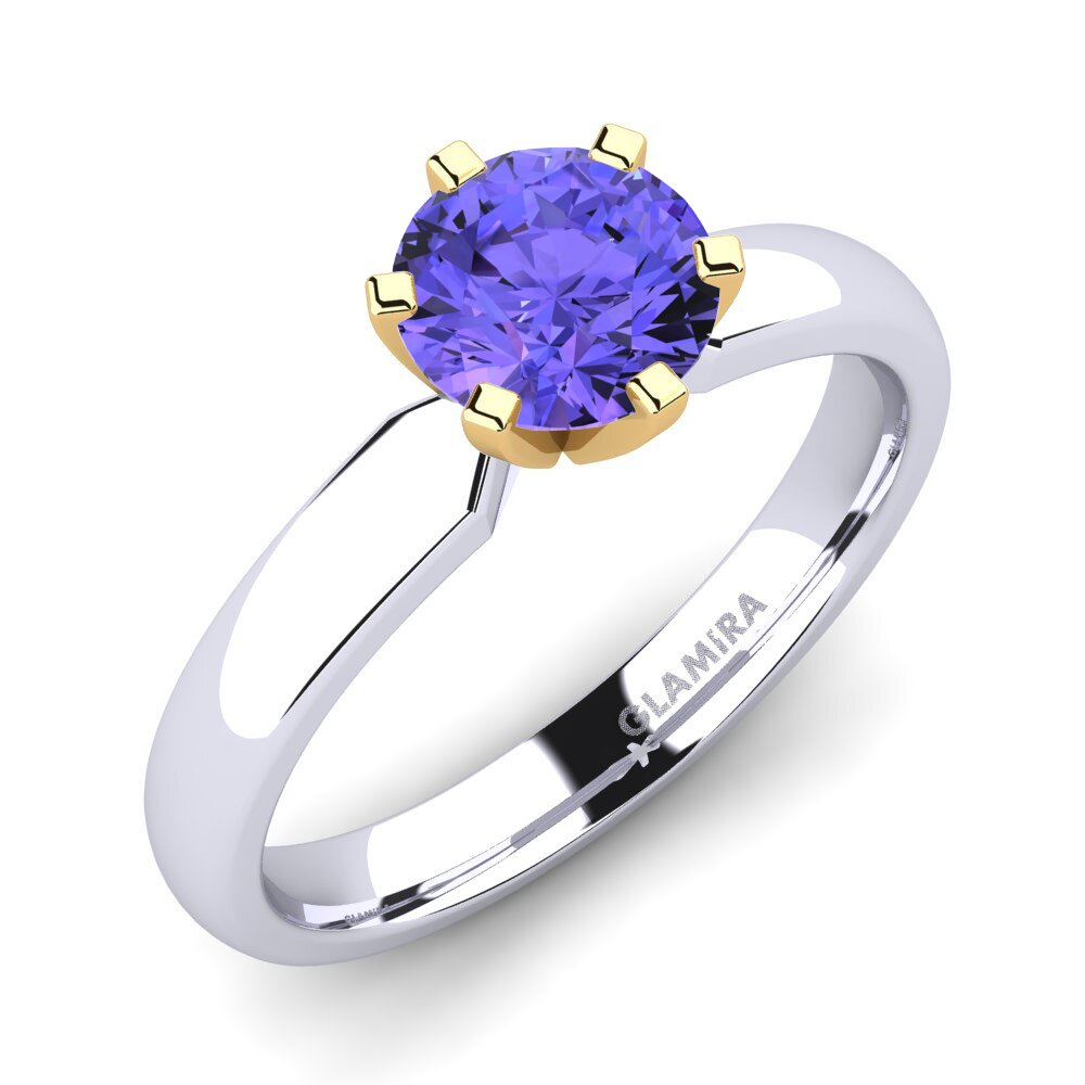 14ct White / Yellow Gold Tanzanite Engagement Ring Amanda 1.0crt