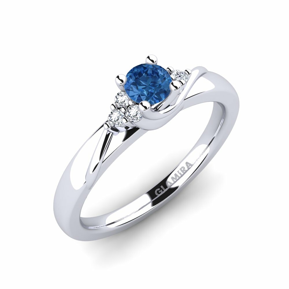 Donker Blauwe Zirkoon Verlovingsring Amaya