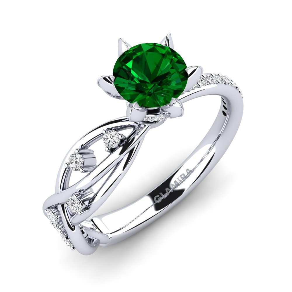 Green Zirconia Engagement Ring Arla - Round