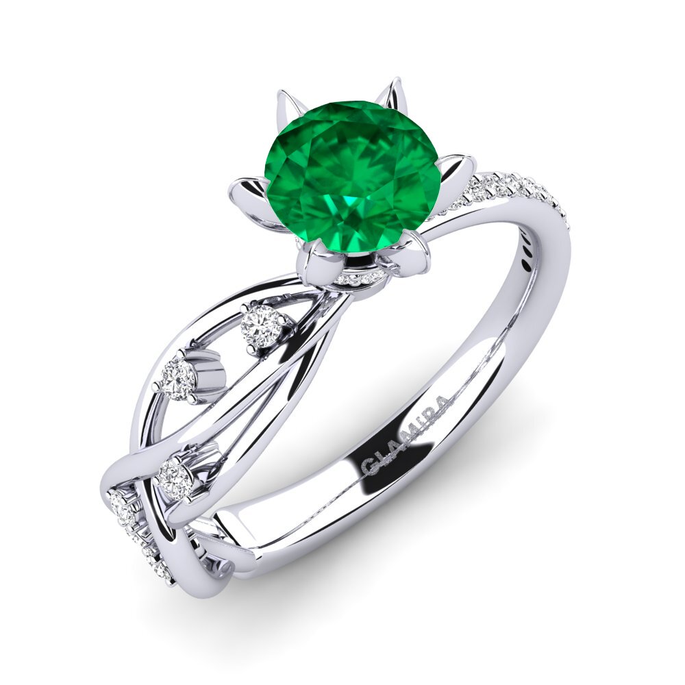 Esmeralda (creada en laboratorio) Anillo de compromiso Arla - Round