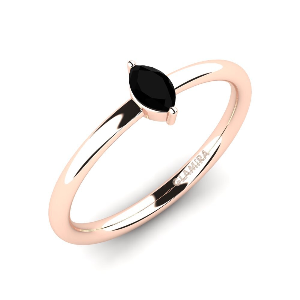 Oro Rosso 375 Onice Nero Anello da donna Aryan